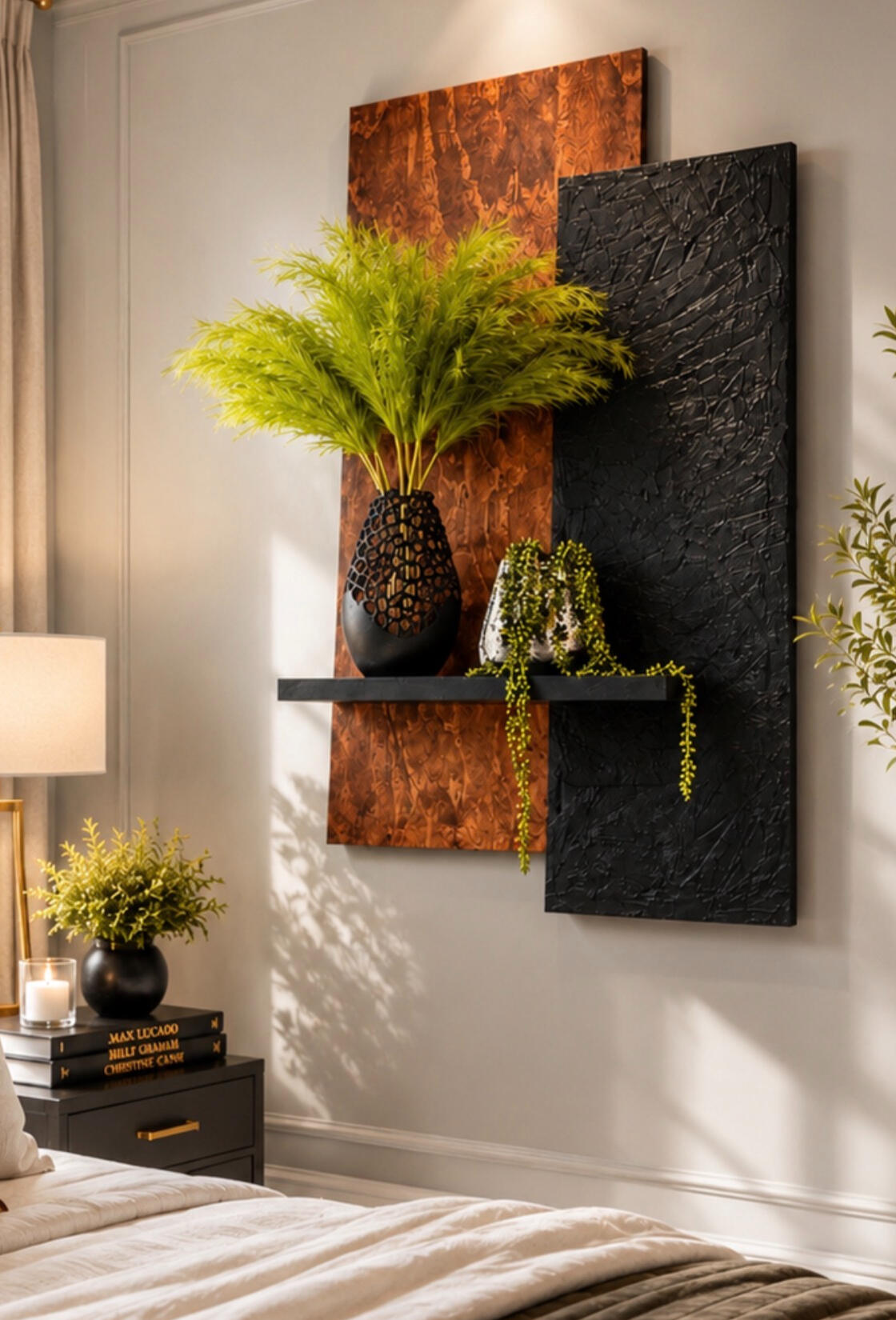 Anchored brings together the warmth of natural wood with bold texture and unexpected dimension. Its contrasting elements come together as a reminder that even when life shifts around us, there is strength in knowing what keeps us grounded.