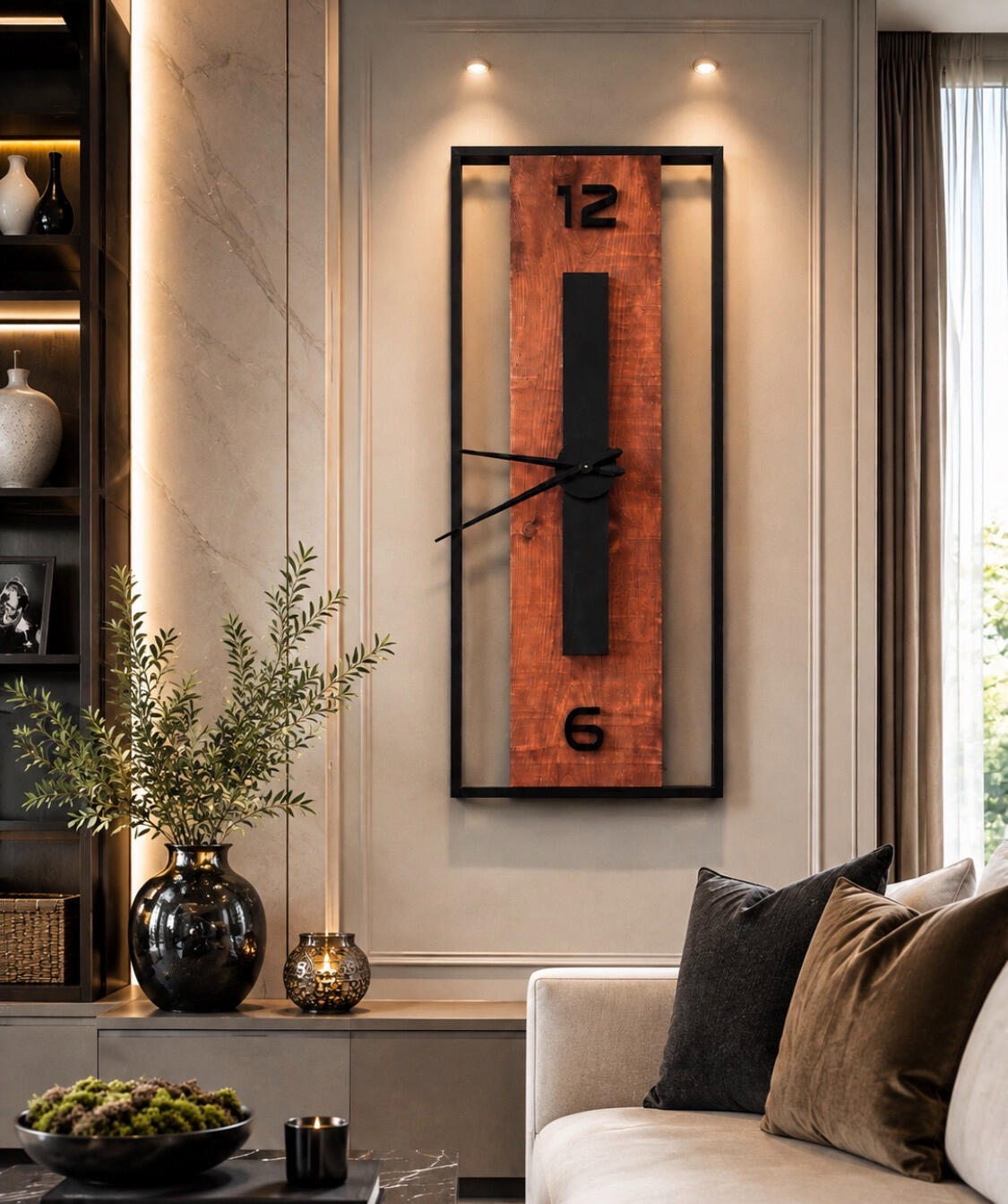 THE STANDARD — Original Art by Teraza Twiggs The Standard is a handcrafted statement clock where time, structure, and purpose meet. Warm natural wood is framed by bold black architectural lines, creating a piece that feels both modern and timeless.