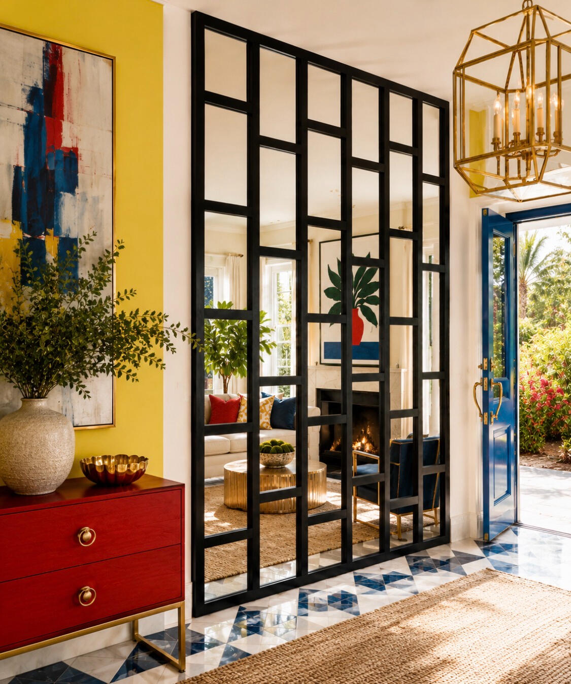 REFLECTION— Original Art by Teraza Twiggs Reflection transforms the familiar into something unexpected. Handcrafted from wood and mirror, its bold geometric design creates depth, dimension, and a striking architectural presence. More than a mirror, it becomes part of the space itself—reflecting no